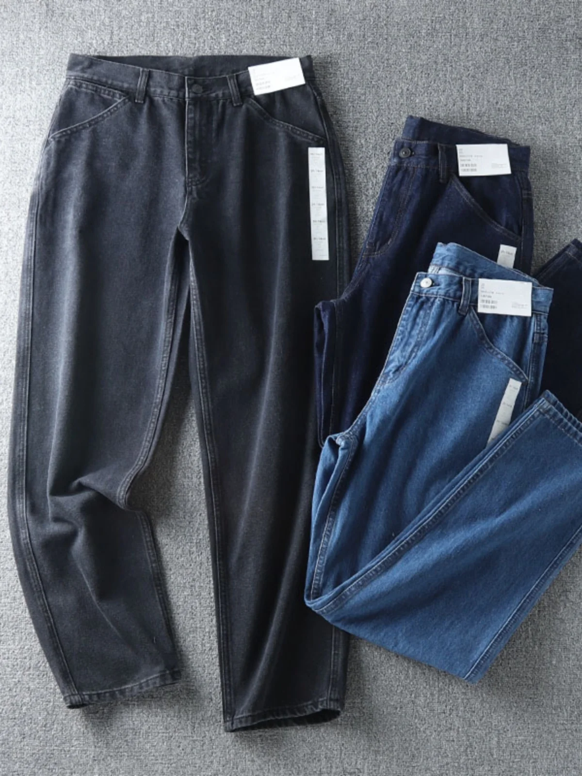 

Loose Straight Leg Men's Jeans Casual Spring Autumn Cotton Workwear Classic Blue Fashionable Urban Style mid Waist Zipper