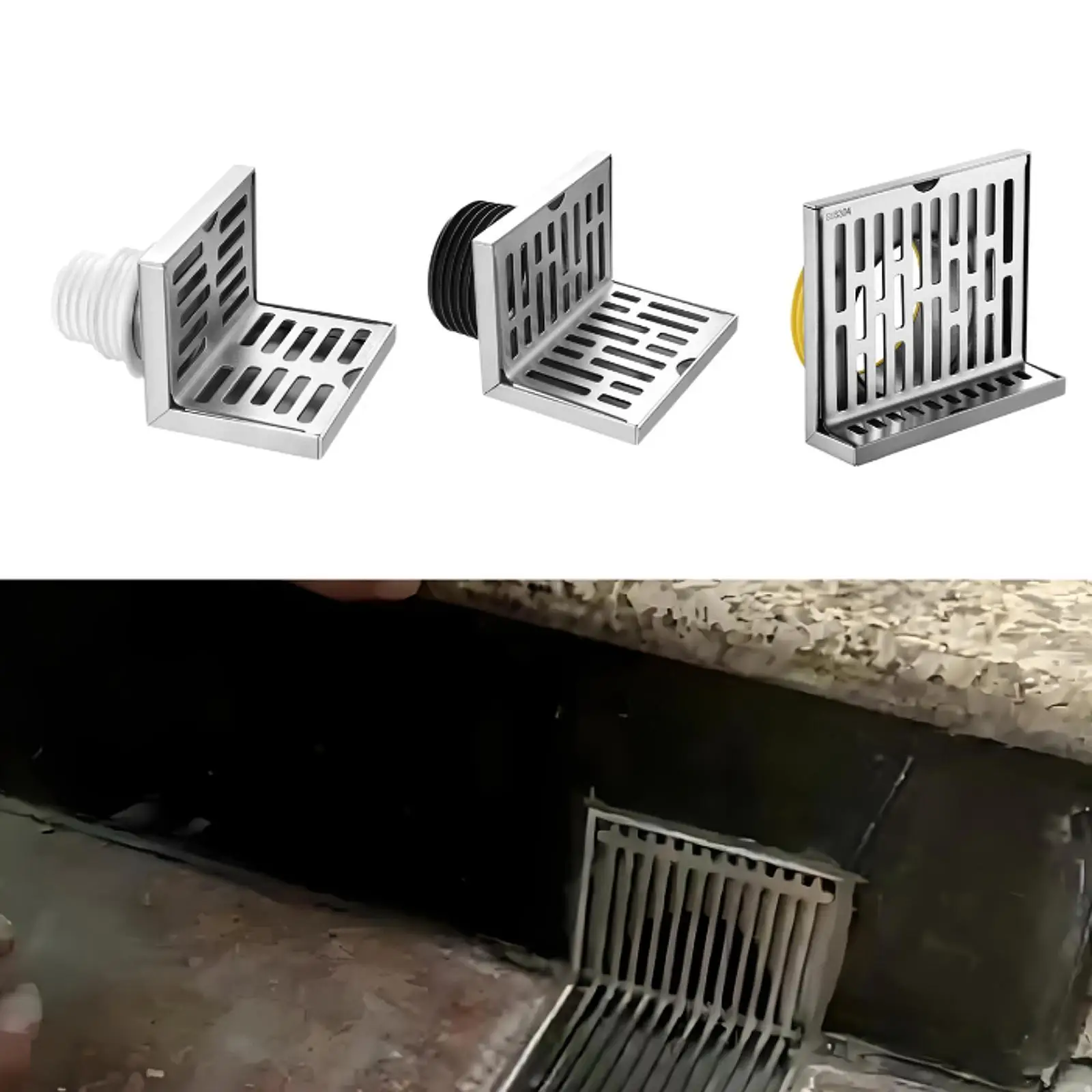 

Balcony Wall Corner Floor Drain Wall Side Floor Drain for Kitchen Bathrooms