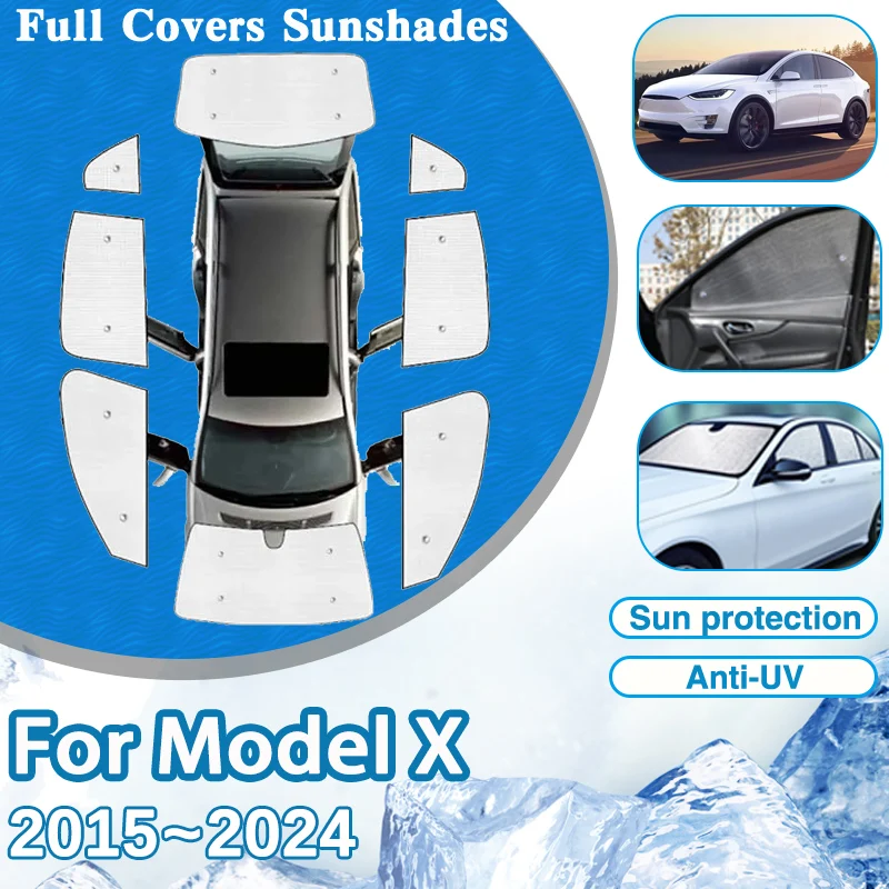 

For Tesla Model X 2015~2023 2024 Car Window Visor Windshield Anti-UV Sun Protection Sunshades Parasol Auto Stickers Accessories