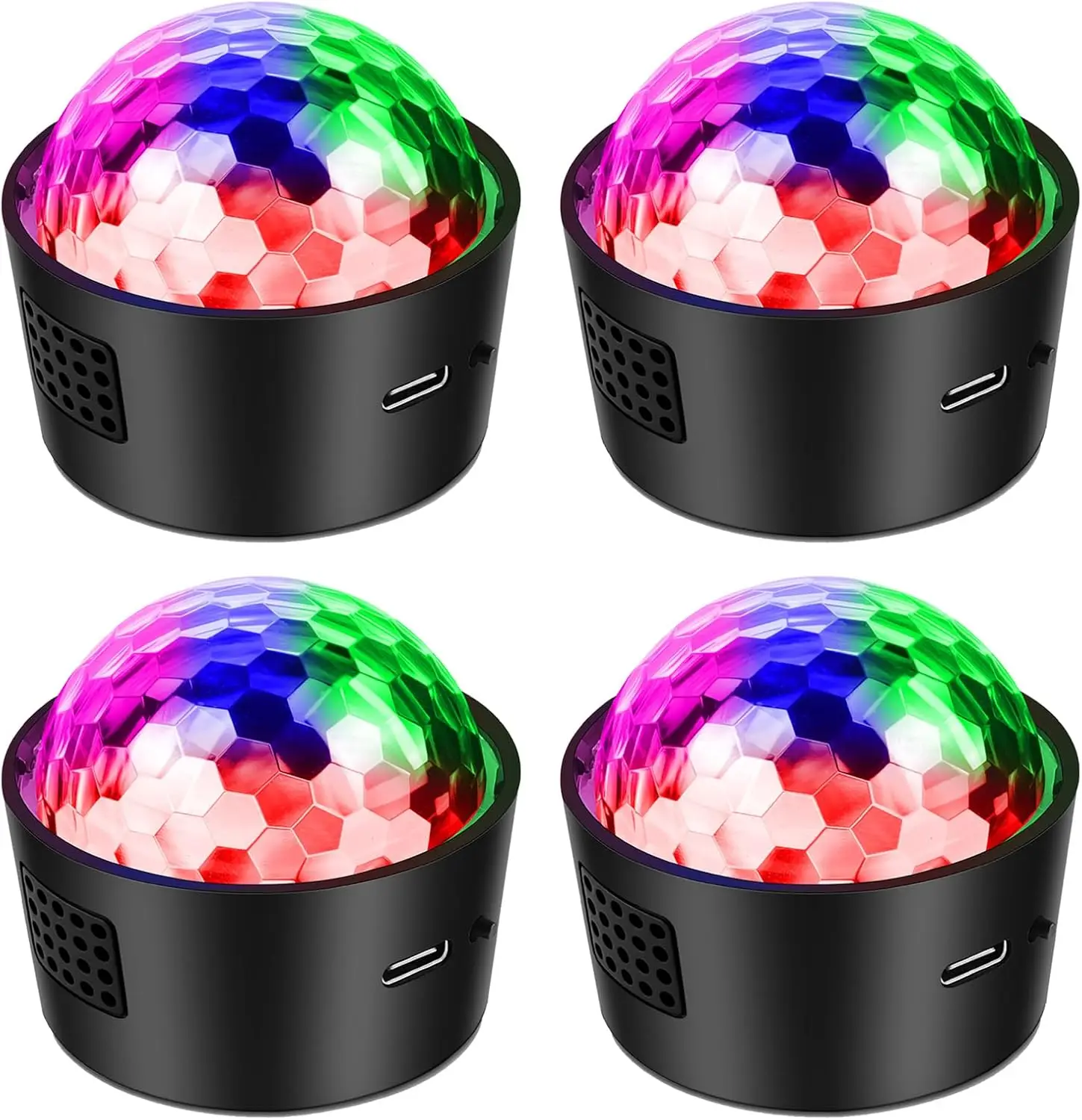 

4-Pack Mini Disco Ball Sound Activated Night Lights Projector for Kids,Halloween,Disco Decoration for Car/Parties