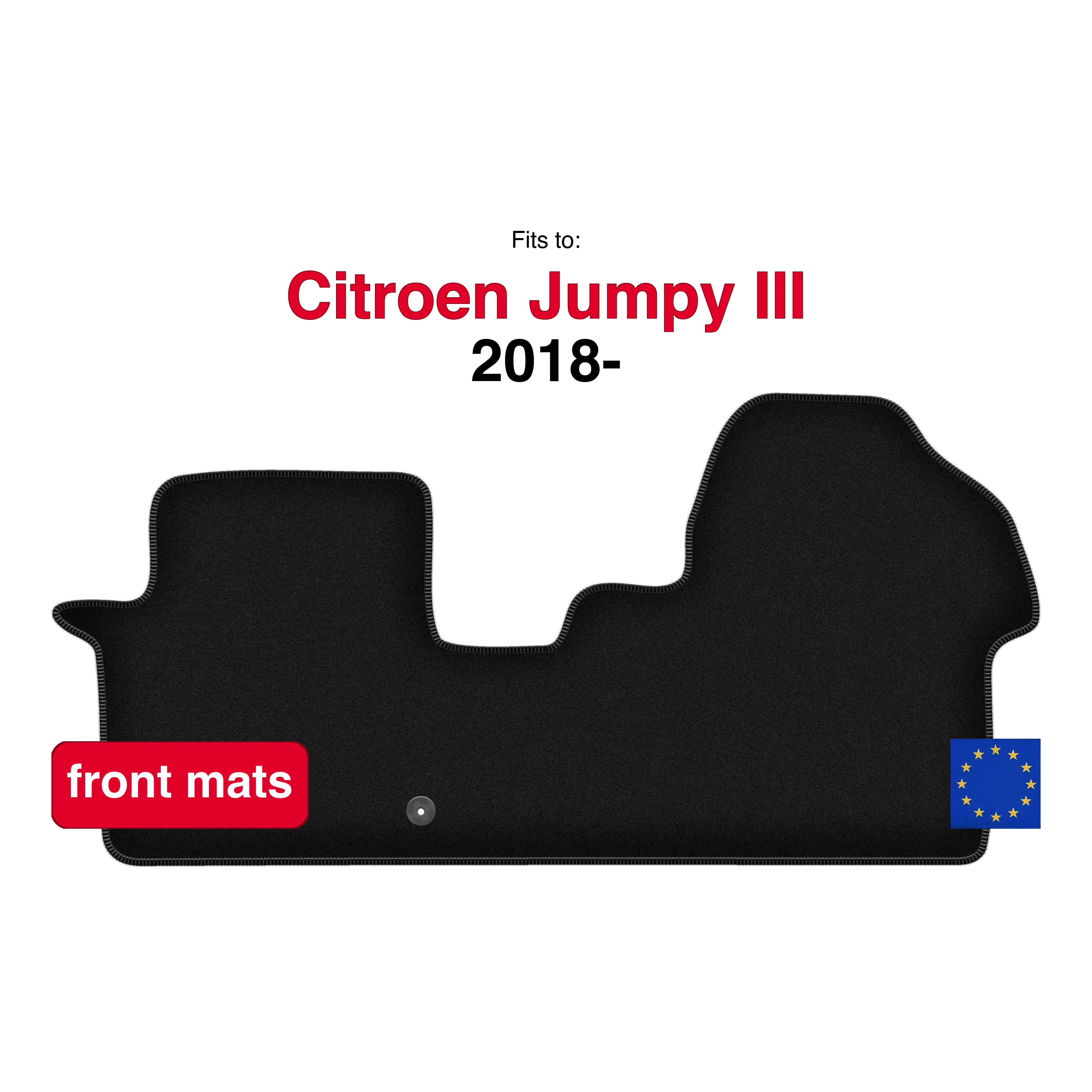 Tapis de velours avant pour Citroen Jumpy III 2 rangées (2018-) -Noir (2 pièces)