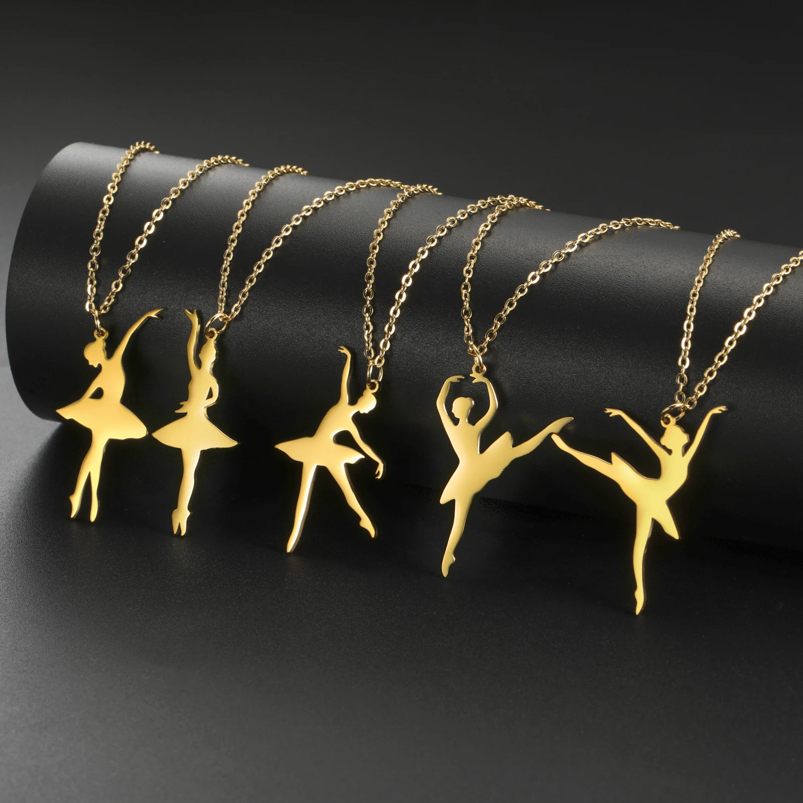 Kkjoy Mode Edelstahl Gold Farbe Ballerina Anhänger Halskette Für Frauen Tanzen Mädchen Schmuck Geburtstag Geschenk Großhandel – Detail 6
