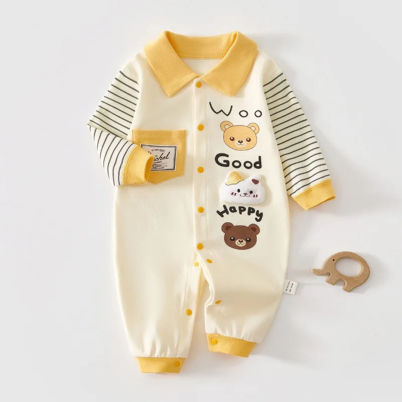 

2025 Autumn Baby Clothes 0-2Y Toddler Boys Girls Cartoon Rompers Infant Boys Casual Jumpsuit