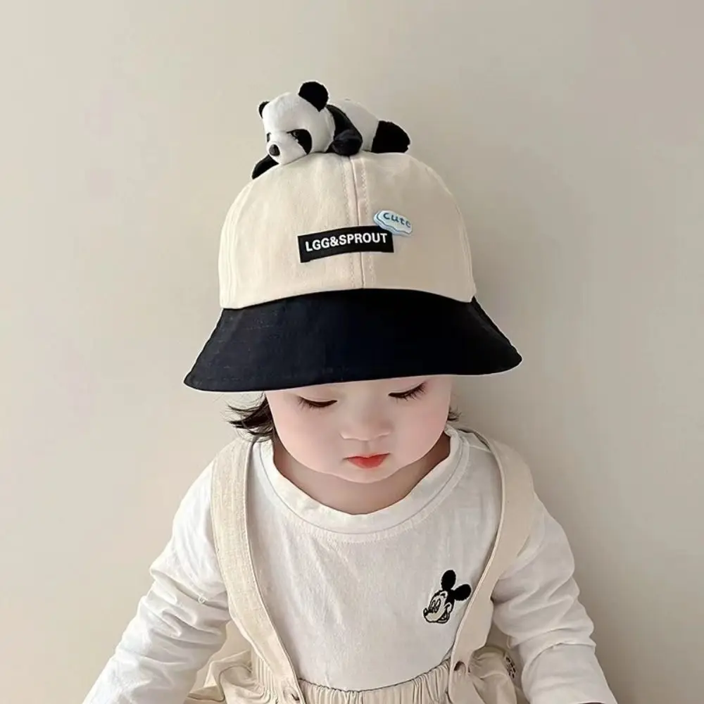 Outdoor Panda Kids Bucket Hat Cute UV Protection Panama Hat Cartoon Breathable Sun Cap Infant Girls Boys