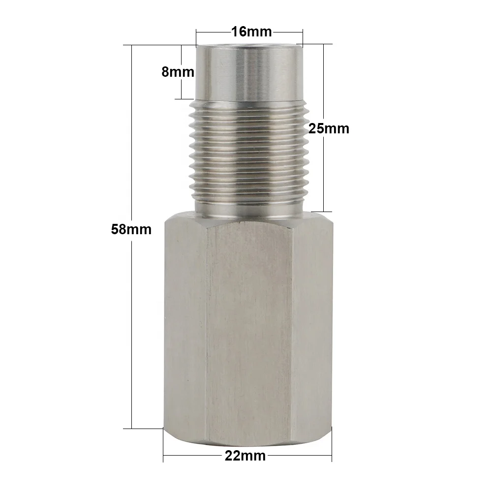 Aço inoxidável Universal O2 Sensor Spacer Adaptador, Verifique a luz do motor, CEL Mini Catalisador, M18X1.5, 1Pc