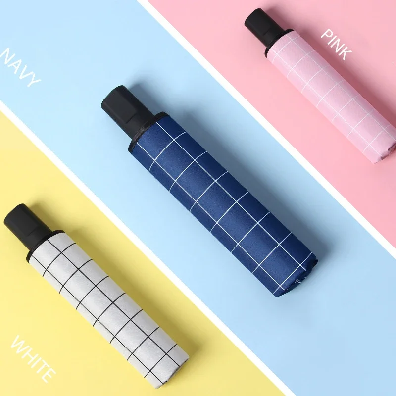 

Umbrellas Plaid Three-folding Manual Adults Sunny and Rainy Umbrella Rain Wind Resistant 98cm Sun Protection for Women Portable