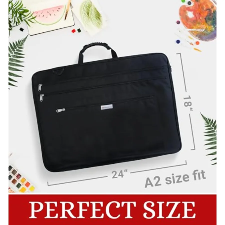 ART PORTFOLIO with Full Extension Zipper Waterproof A3 Art Portfolio Case Hard Case for 18x24 Artwork Ideal for Artists and Des