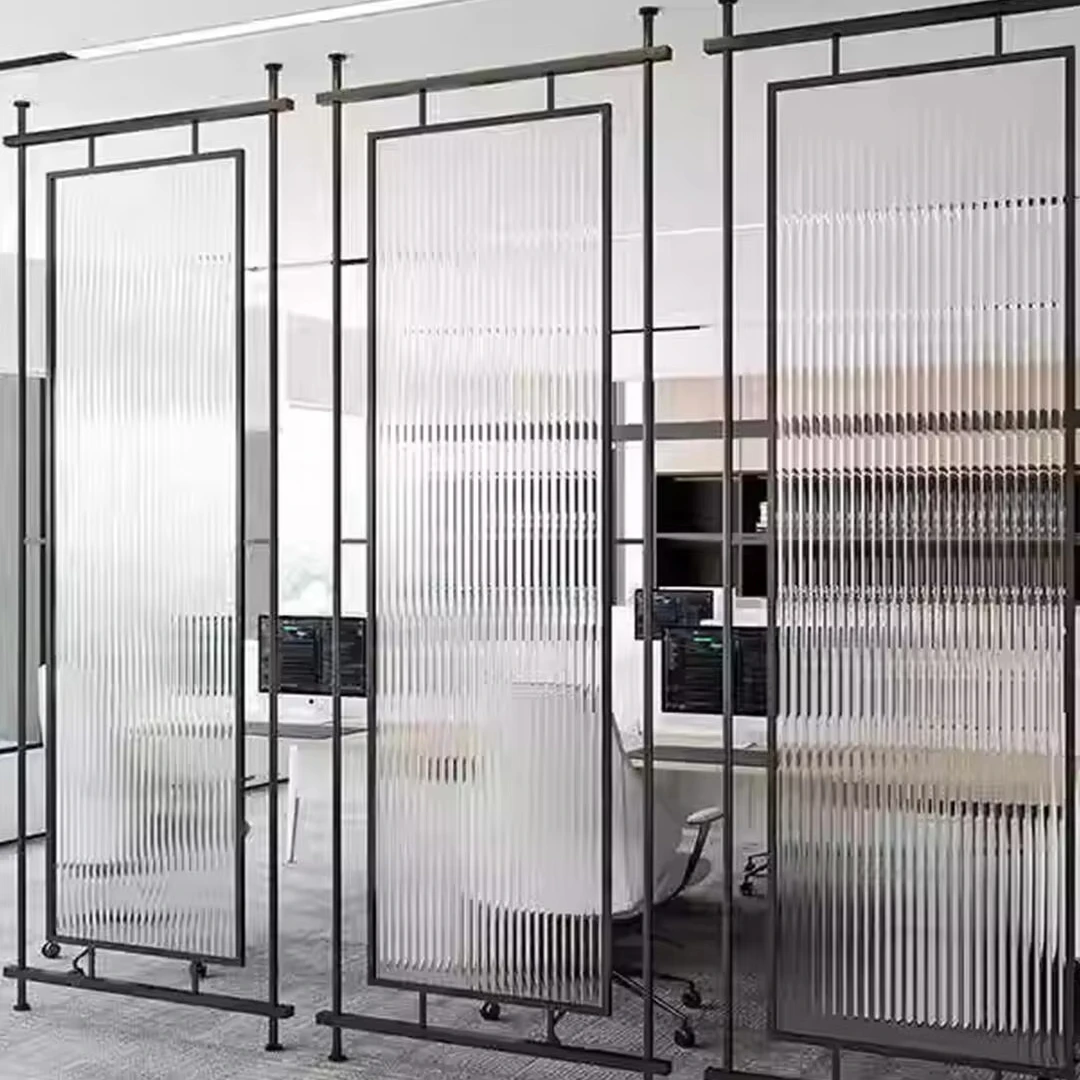 Modern Luxurious Stainless Steel Screen Partition with Laser-Cut Glass and Wooden/Aluminium Frame for Home Office & Villa