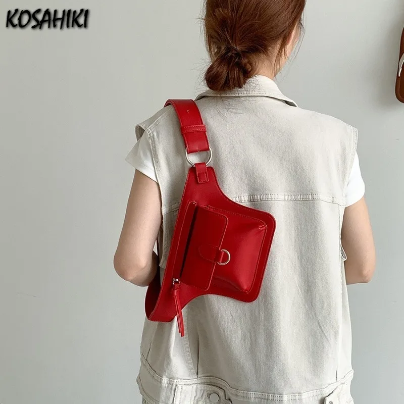 

2025 Korean Casual Simple Shoulder Handbags Vintage Y2k Aesthetic All Match Leg Bags Streetwear Trendy Fashion Women Waist Packs