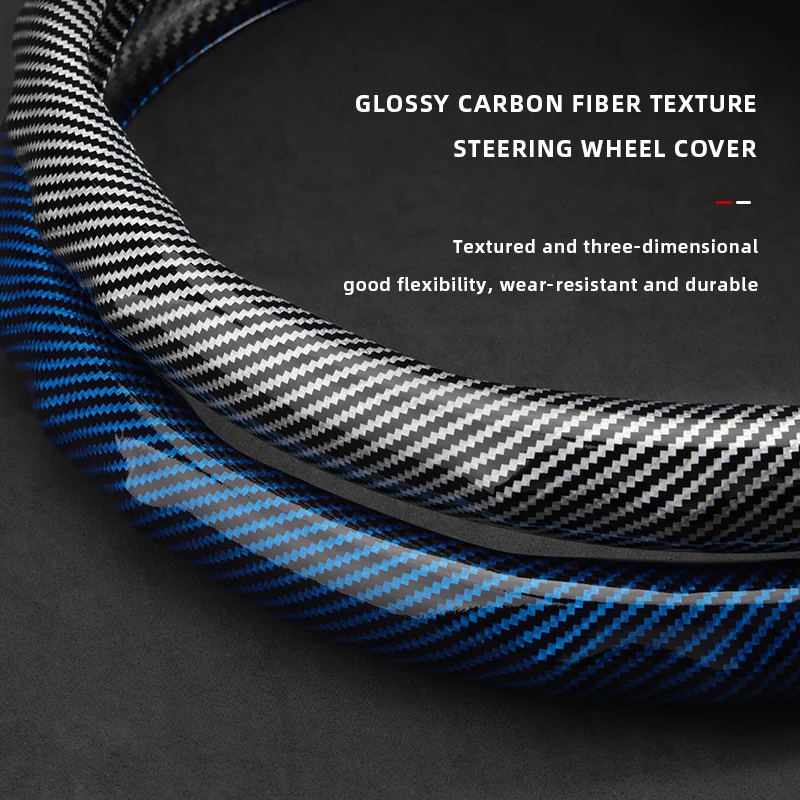 Suitable for Nissan Carbon Fiber Texture Steering Wheel Cover with Snap-On Wave-Shaped Sport Design Sentra Qashqai Rogue Altima Sylphy Murano Micra Kicks Play Pathfinder Ariya Armada Frontiere Leaf Versa view 3