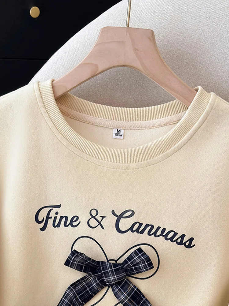 스위트 노트 라운드 네 스웨트셔츠 여성용 루즈 슬리밍 레터 프린트 캐주얼 여성 상의 2026년 가을 신상