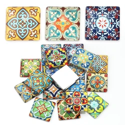 10pcs/lot 15/20/25/30mm Square Flat Back Pattern Glass Cabochon Cameo Cover for Jewelry Making DIY Bracelet Necklac Accessories