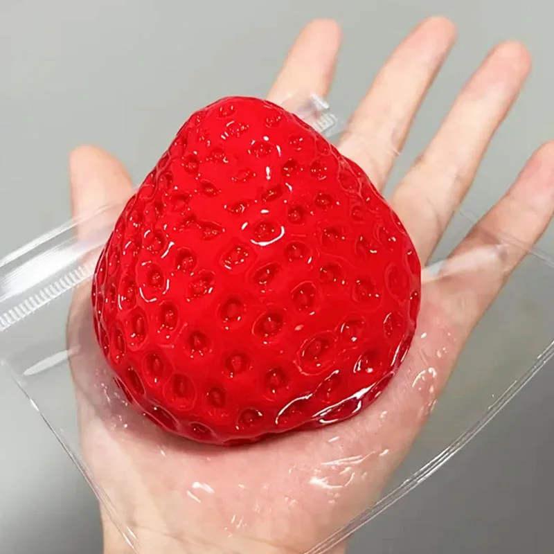 Hot Small and Big Simulation Strawberry Decompression Fidgets Toy Squishy Toy Squeeze Soft Feeling Fruit Toy Creative Gift