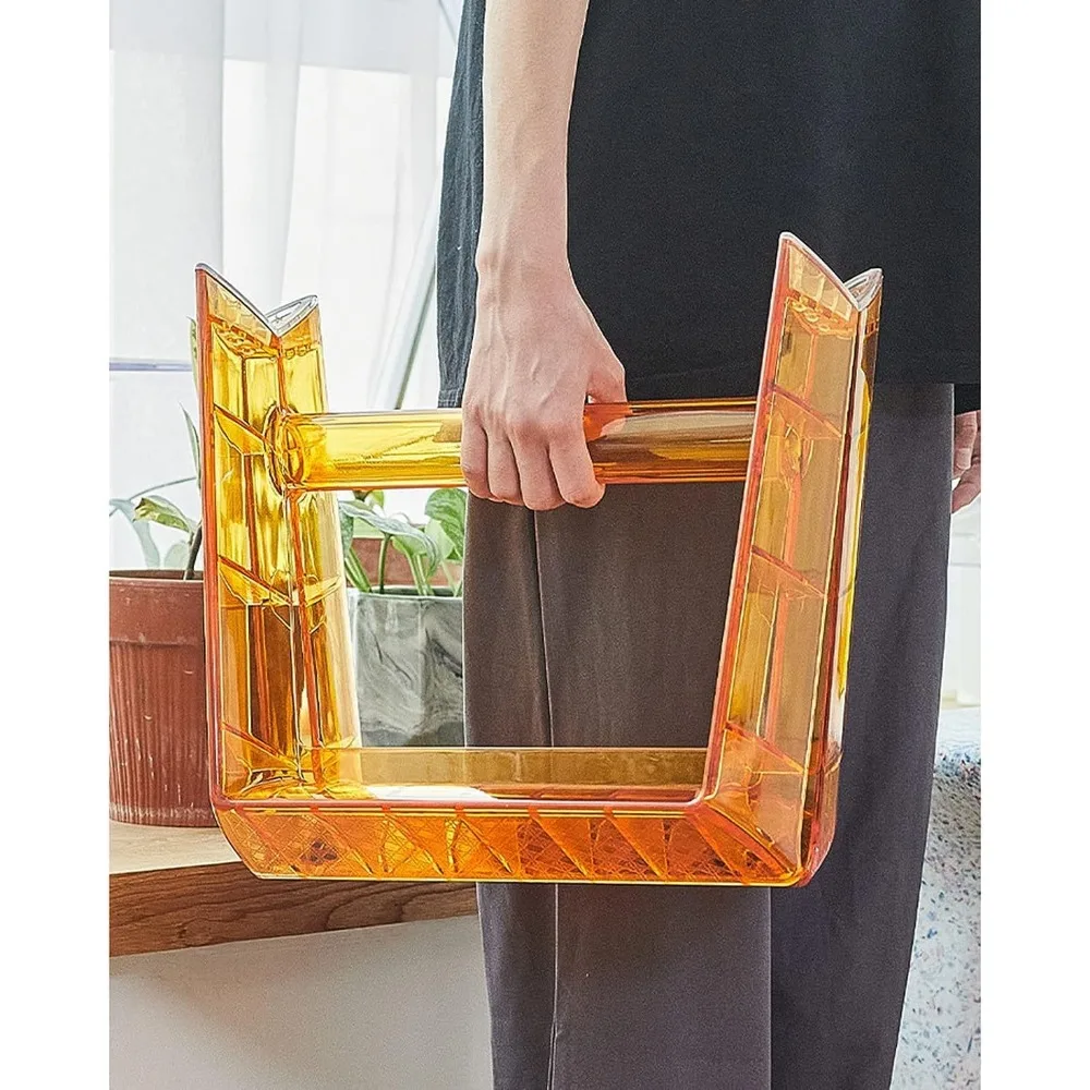 مقعد محمول من الأكريليك للبالغين، كرسي خفيف الوزن قابل للطي، استخدام داخلي وخارجي بخطوة واحدة، حل جلوس شفاف