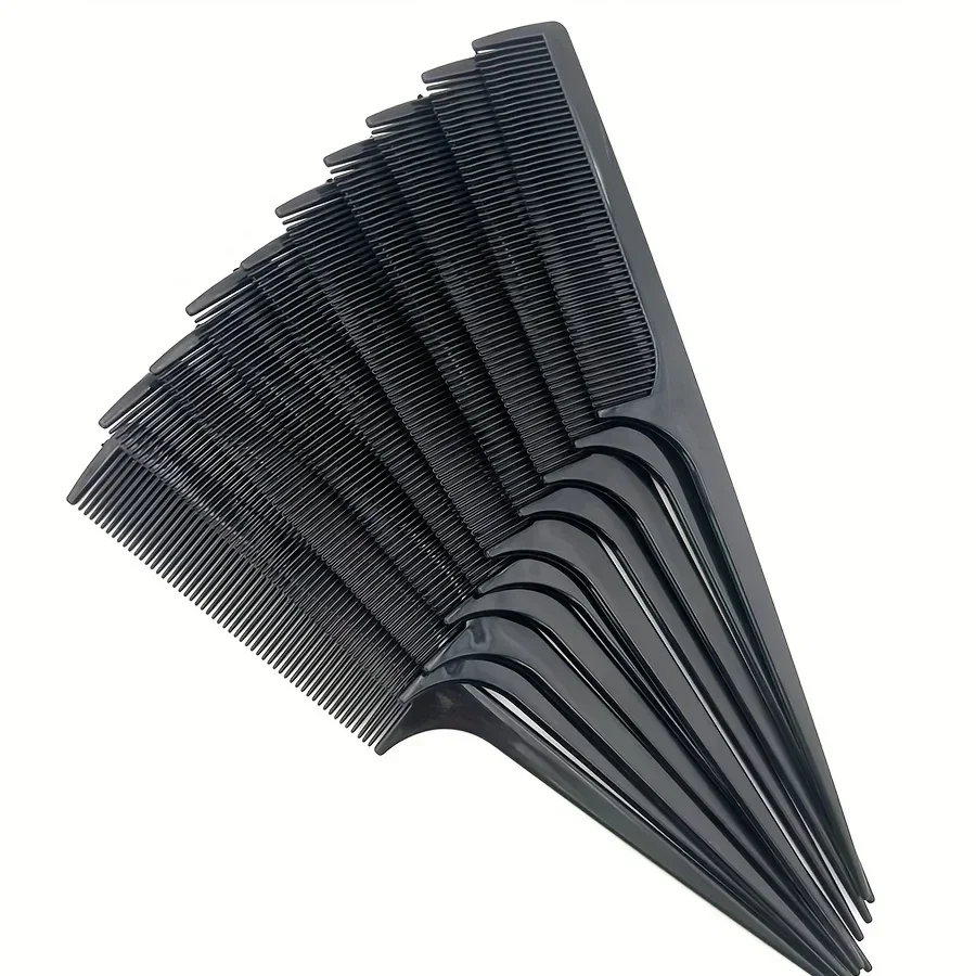 10-Pack Professional Rat Tail Combs, Fine-Tooth Durable ABS Plastic for Hairstylists/Barbers