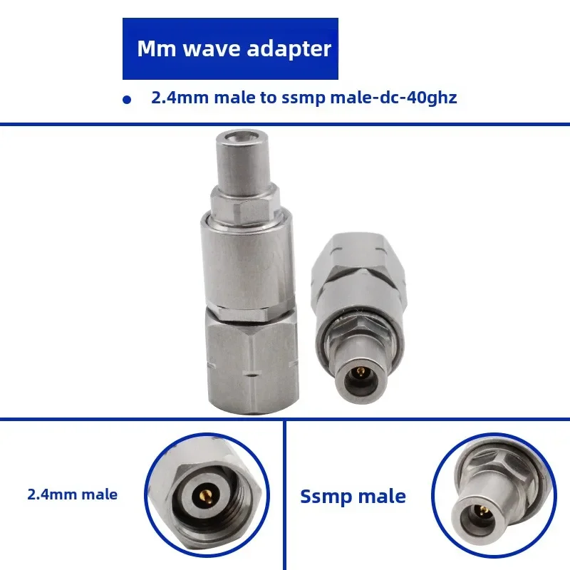 

2.4MM Male to SSMP Male Millimeter Wave High Frequency Adapter 40GHZ Stainless Steel Test Head