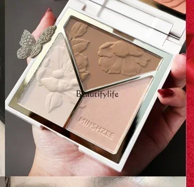 Rigaoguang Repair Makeup Palette Matte Thin and Glittering Brightening Nose Shadow Blush Three-in-One