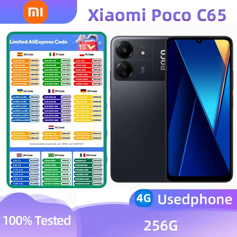 Xiaomi POCO C65 4g SmartPhone CPU Helio G85 Screen 6.74-Inches 5000mAh Battery 50MP Camera Android Used Phone