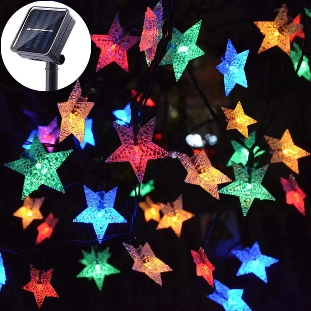 

20 50LED Waterproof Christmas Solar Lamp Outdoor Solar Powered Star String Lights for Garden Patio Landscape Xmas Tree New Year
