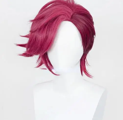 Lolita Game  30cm Short Deep Rose Arcane Vi Cosplay Wig Heat Resistant Synthetic Hair Woman & Man Role Play Wigs