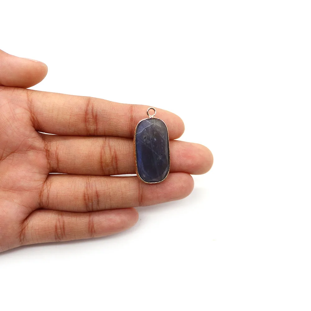 Vintage Geometric Square Natural Stone Beveled Spotted Stone Polished Edge-Wrapped Single-Hole Pendants DIY Jewelry Accessories