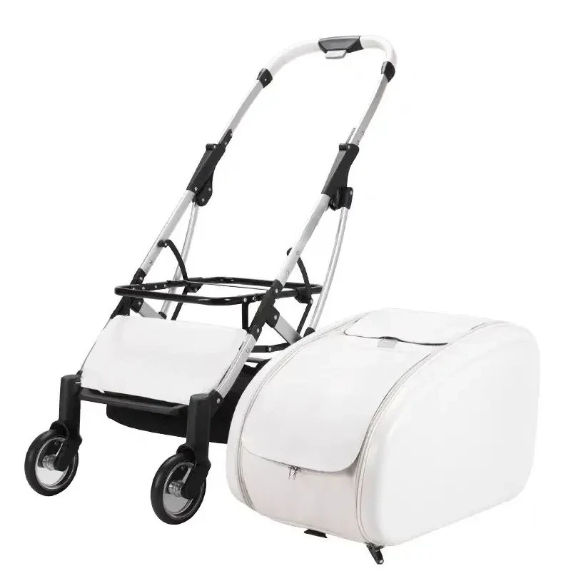 Kereta dorong anjing kucing transparan, kereta dorong anjing Walker perjalanan Pink kucing penarik anjing ringan dapat dilepas