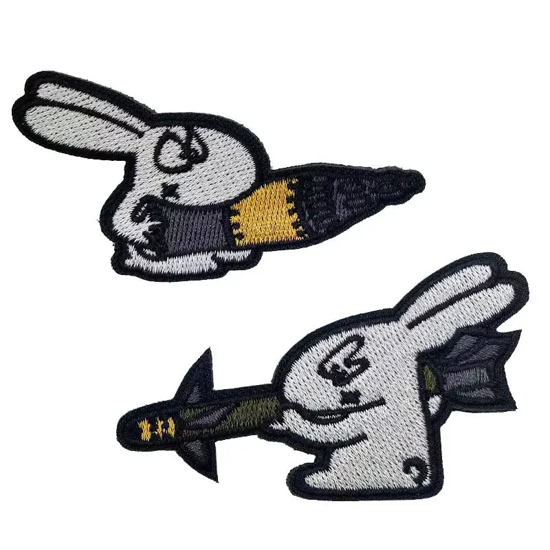 Cartoon Animal with Knife Morale Badge Embroidery Missile Rabbit Duck Klett Patches Tactical Backpack Jacket FAFO Patch Stickers