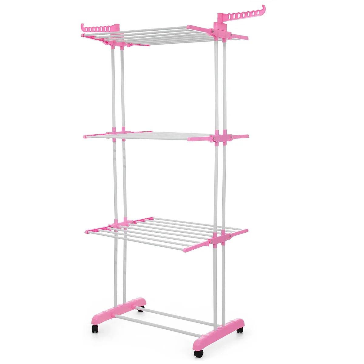 Multi-function Coat Rack Foldable Clothes Dryer Floor Standing Clothes Drying Rack Vertical Clothes Hanger on Wheels