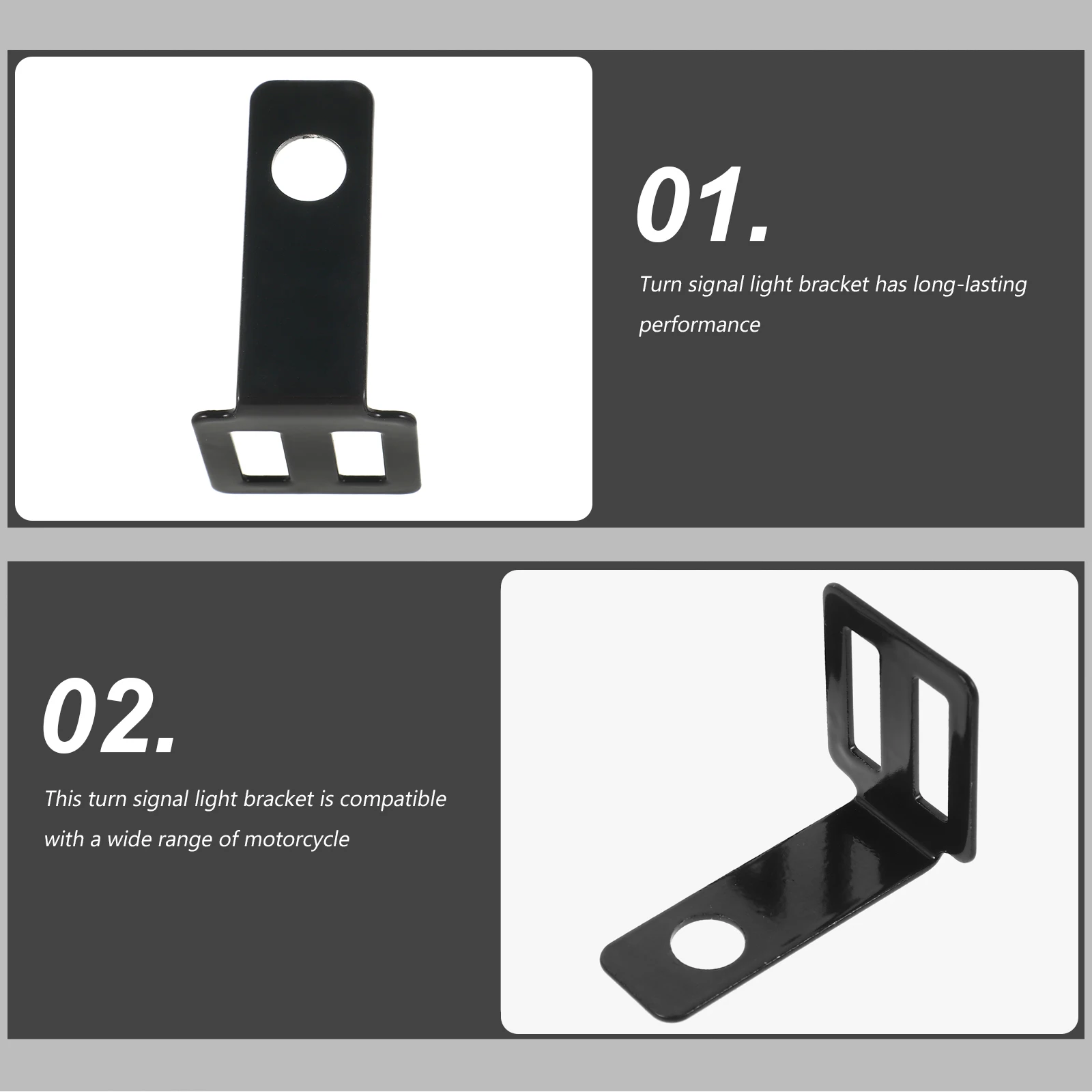 

2pc Black Motorcycle Rear Turn Signal Bracket Universal Sturdy Design Long Lasting Performance Metal Mount Retro Style