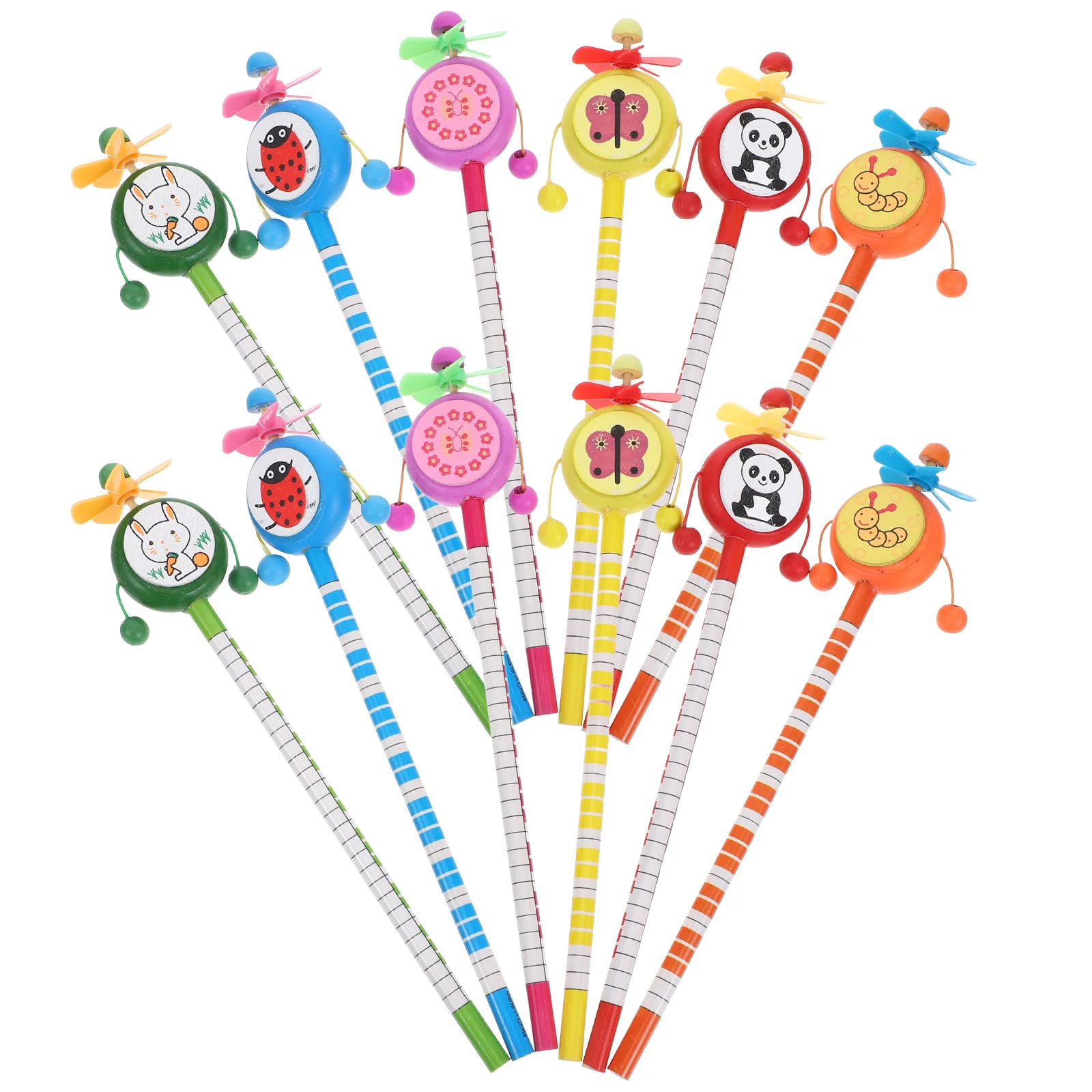 

12pcs Wooden Rattle Pencil Cool Fun Colorful Bulk Birthday Toddler Pencils Student Gifts Office Colorful Pencils Supplies