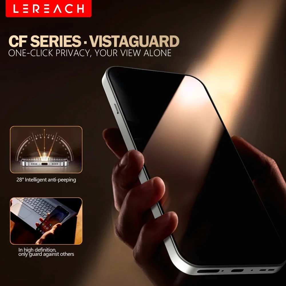Lereach Anti-Spy Screen Protector for Oppo Find X9 Pro/X9 Full Coverage Dust-Free Box Auto-Alignment Tempered Glass
