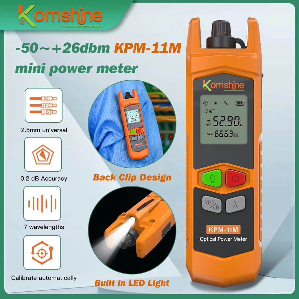 Fiber Optic Mini Power Meter KPM-11M with LED Light. LC Adapter 1.25mm Suit for Power Meter, Light Source, VFL