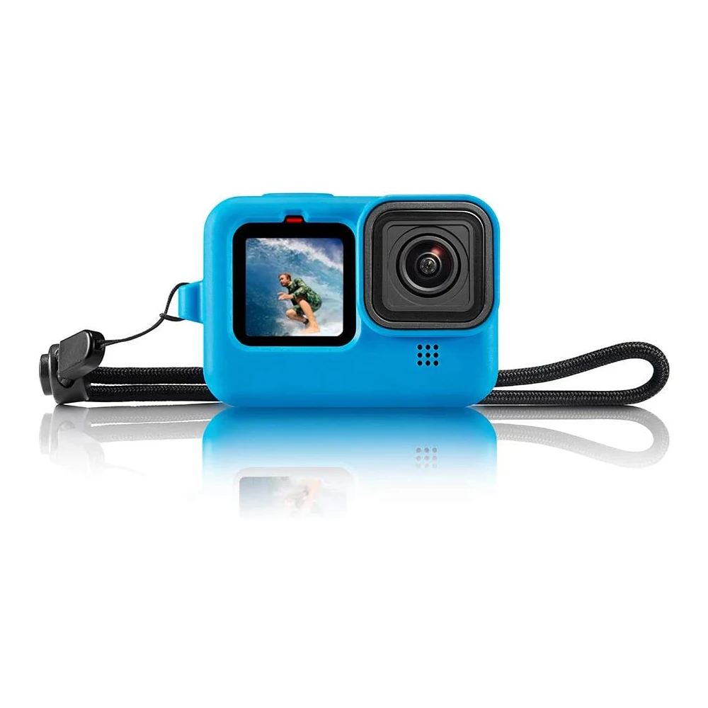 Luva de silicone capa protetora para gopro hero 11 hero 10/9 preto habitação quadro com cordão e lente capa acessórios