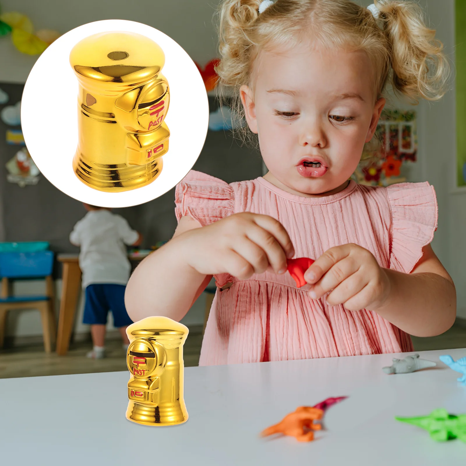 صندوق البريد الذهبي حصالة على شكل حيوان السيراميك سطح المكتب عملة جرة لديكور الغرفة هدية احتفالية صندوق تخزين المال حصالة على شكل حيوان جرة المال الزخرفية #2