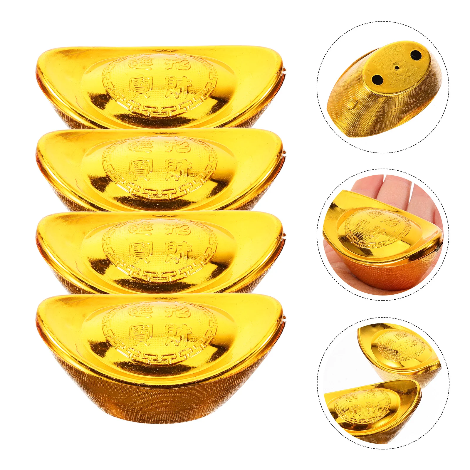 12 Pcs Ingot Candy Box Chinese Decor Gold Simulation Plastic Yuan Bao Case Ornament Model