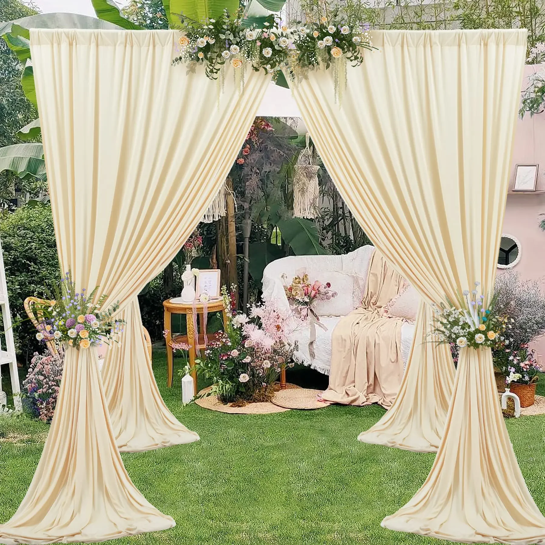 

Wrinkle Free Backdrop Curtains for Parties Soft Silky Photo Backdrop Drapes for Birthday Wedding Baby Shower Baptism Photography