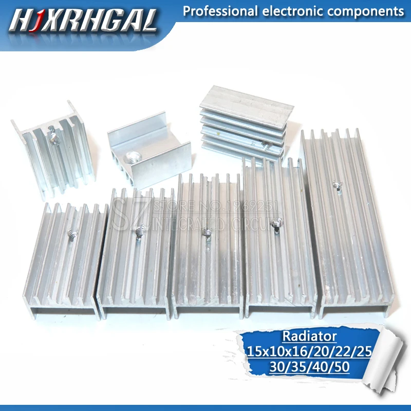 10pcs Aluminum Heatsink Radiator 15*10*16/20/22/25/30/40/50mm Transistor TO-220  hjxrhgal For Transistors TO220 white HJXRHGAL