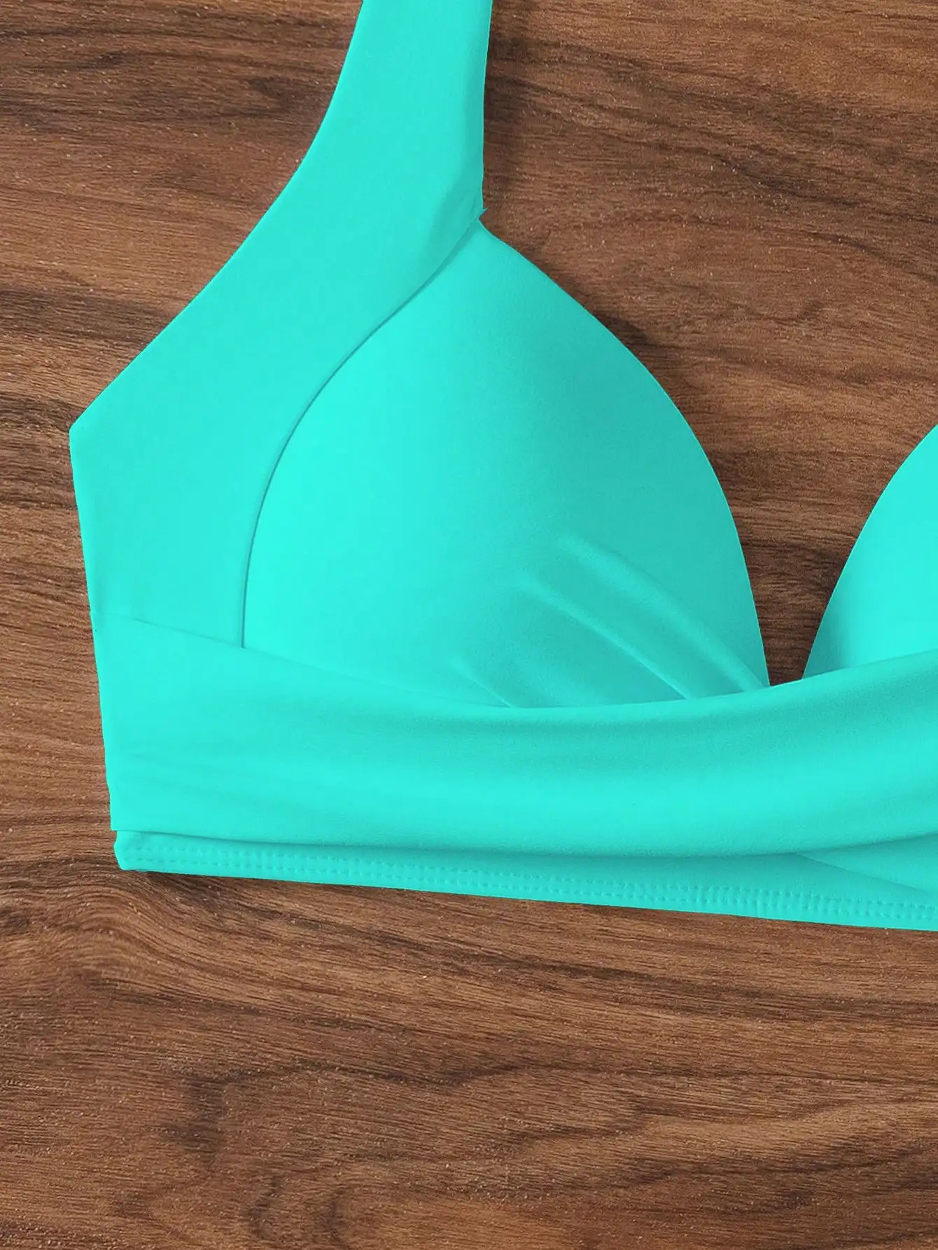 

Solid Color Criss-Cross Wrap Halter Bikini Top For Beach Vacation