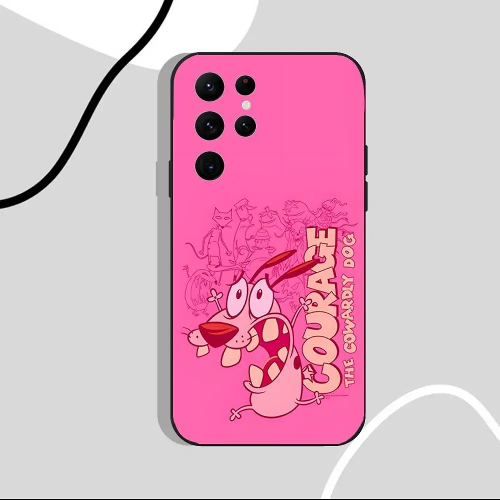Courage The C-CowardlyS Dog Phone Case For Samsung S25,S24 Ultra,S20,S30 plus,S22 Plus,S23,Ultra 5G Silicone Black Shell