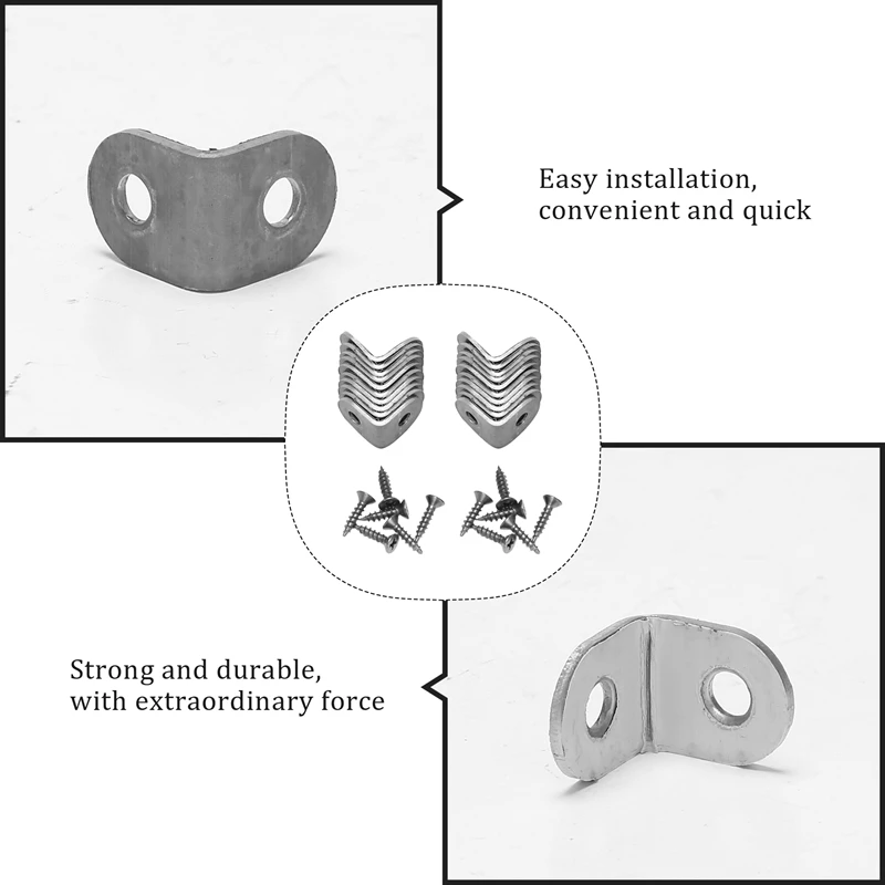 Johonneur de renfort d'angle en forme de L en acier inoxydable, fixation à angle droit, 20 pièces