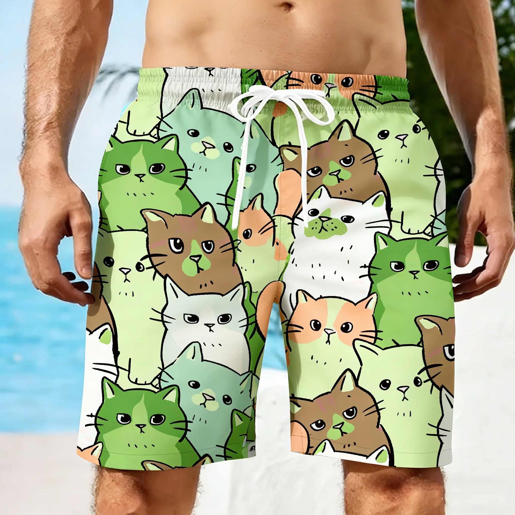 Men 3D Cat Graphic Beach Short - đánh giá và giá Trunks Board Surf