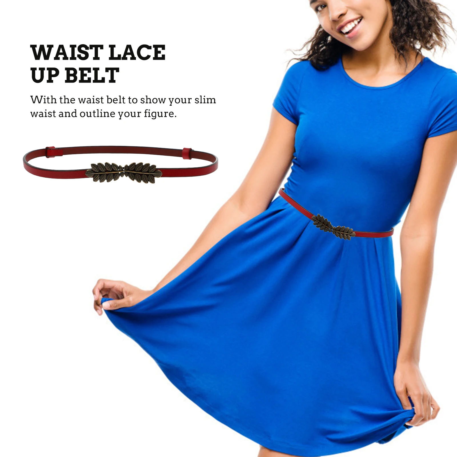 

1pc Leaf Decor Waist Belt For Women Girls Thin Dress Belt Lightweight Durable Chic Party Banquet Daily Wear Accessory