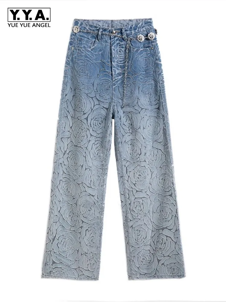 نمط جديد المرأة روز الجوف خارج واسعة الساق الكاحل طول الجينز الخريف موضة فضفاضة عادية مستقيم عالية الخصر سراويل جينز بانت #1