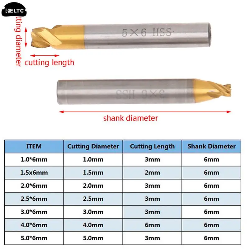 1Pc 6mm Shank Ti-Coated HSS Vertical Key Machine Cutters Door Car Key Cutter Machine Part Key Maker Locksmith Tools 1.0mm-5.0mm