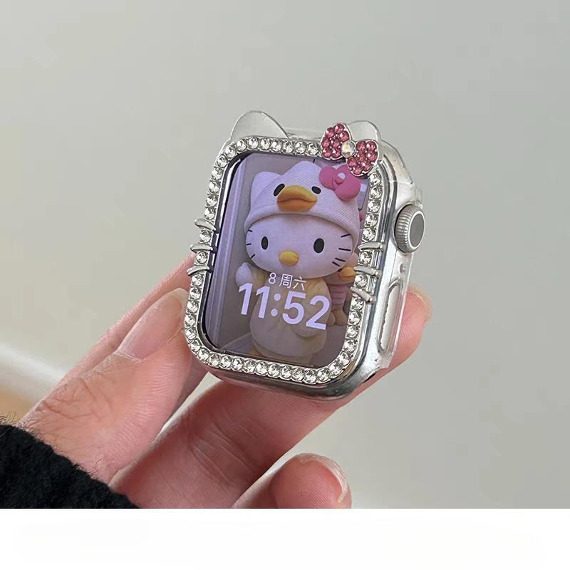 Hollow Bling Cartoon PC Watch Case For Apple Watch Series 987654321 40/41Mm Girl's Gift For Iwatch 44/45MM Protective Cover image 5