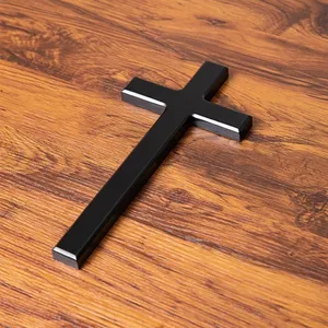 Schwarze Holzwandwand kreuzt zur Kirchendekoration Jesus Christus katholische Geschenk Jesus Christus Dekoration des weißen Holzkreuzes 10 Hauptverkaufskleber Jesus Branco - №5
