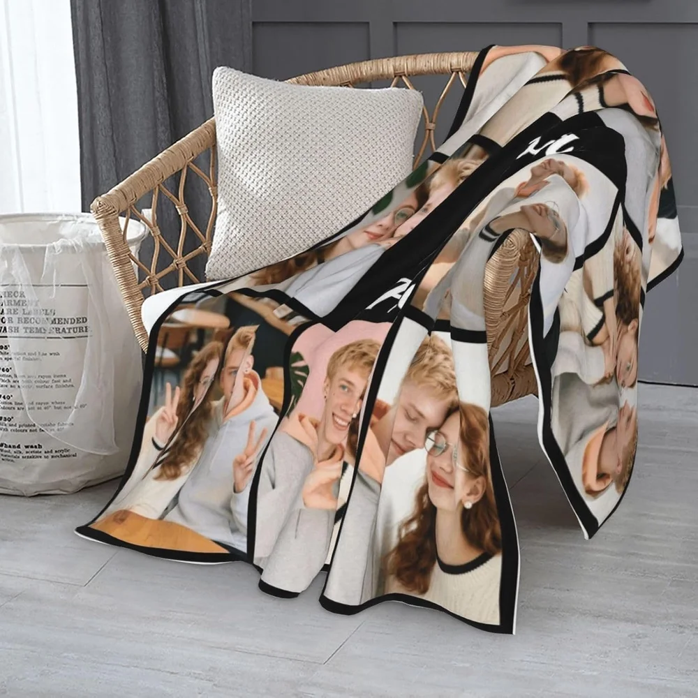 Day Delivery of Custom Photo Text Blankets, Personalized Blankets, Customizable High-Definition Photo Blankets for Anniversaries And Birthdays for Couples Or - 8 Photos, 280Gsm Flannel Blanket, Available in Multiple Sizes, Suitable for All Seasons