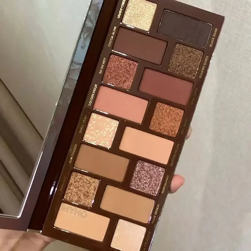 Paleta de sombra de ojos con purpurina de 16 colores, paletas de sombra de ojos mate de larga duración, cosméticos para iluminar los ojos, belleza para mujer, Color tierra