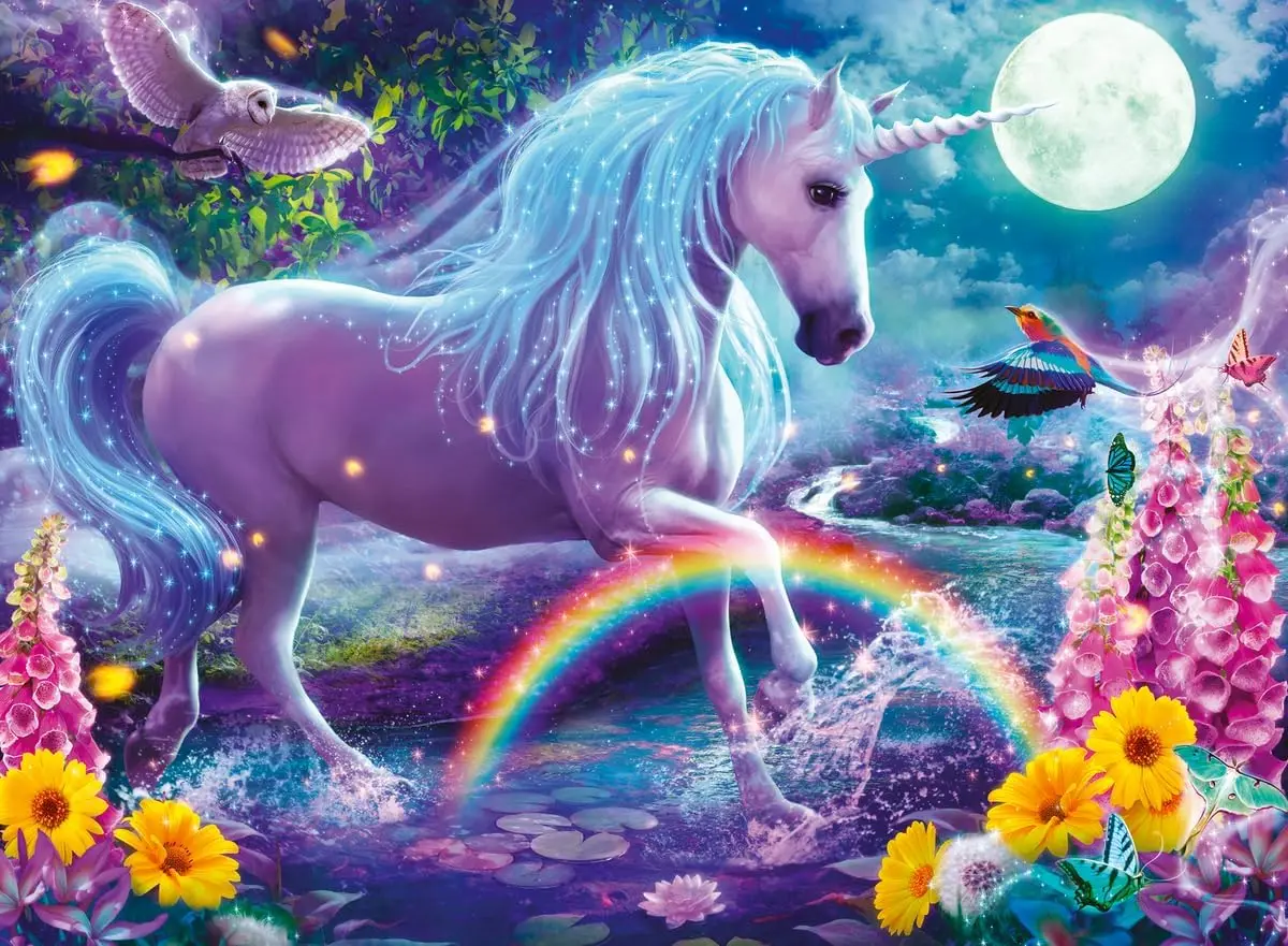 

Glitter Unicorn Challenging Wooden Jigsaw Puzzle for Adults Perfect Gift for 300/500/1000 Piece Puzzle Lovers Game Night Fun