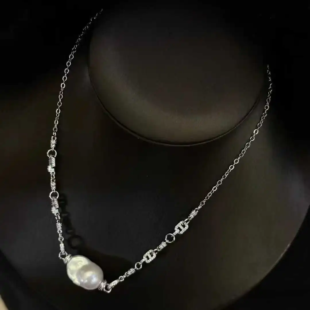 

Сертифицированная цепочка из настоящего золота 14 карат, натуральная пресноводная подвеска в стиле барокко, жемчужное ожерелье унисекс для женщин и мужчин, модные украшения